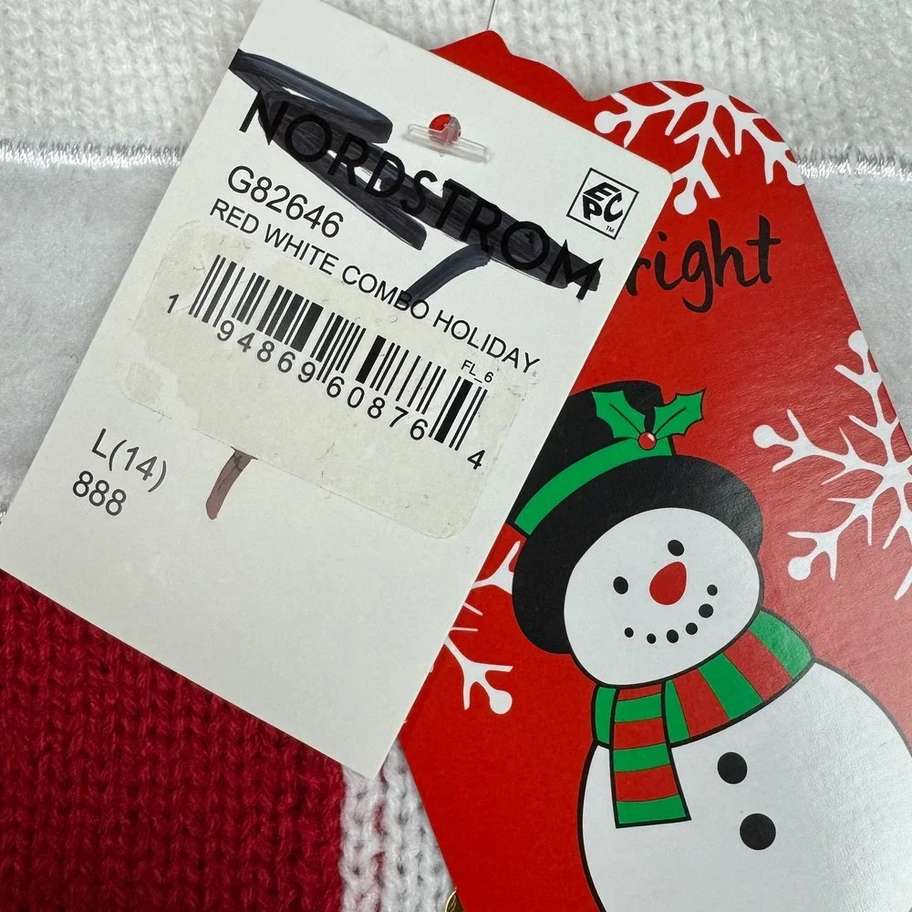 NEW Margaux Lexi Girl Red White Santa‎ Dress Knit Sequins Belt Sz L 14 Holiday
